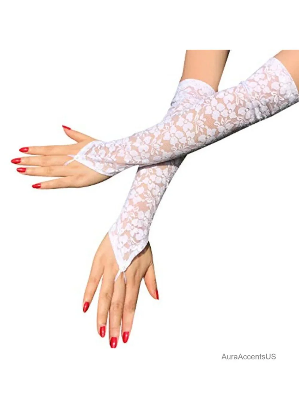 Gothic Fingerless Lace Gloves Elbow Length Cosplay Arm Sleeves Y2K